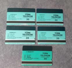 5 ADET DENİZ CANLILARI TEMALI TELEKOM TEFON KARTI KONDİSYON YÜKSEK KOLEKSİYONLUK NADİR