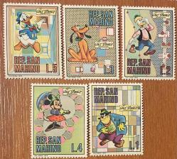 WALT DİSNEY.SAN MARİNO   5 PUL  DAMGASIZ RESİMDEKİ ÜRÜN