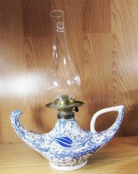 ViNTaGe EL İşİ İZNİK ÇİNİ BüYüK KANDİL GaZ LaMBaSı...