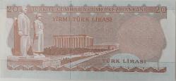 6.EMİSYON 3.TERTİP 20 YİRMİ TÜRK LİRASI H05835277 SERİ NOLU KAĞIT PARA ÇİL NADİR