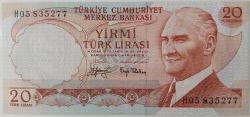 6.EMİSYON 3.TERTİP 20 YİRMİ TÜRK LİRASI H05835277 SERİ NOLU KAĞIT PARA ÇİL NADİR