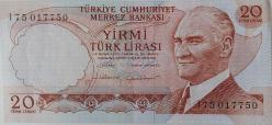 6.EMİSYON 4.TERTİP 20 YİRMİ TÜRK LİRASI I75017750 SERİ NOLU KAĞIT PARA ÇİLALTI NADİR