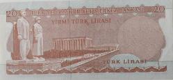 6.EMİSYON 3.TERTİP 20 YİRMİ TÜRK LİRASI G49575532 SERİ NOLU KAĞIT PARA ÇİL NADİR