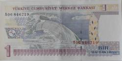 8.EMİSYON 1.TERTİP 1 YENİ TÜRK LİRASI A06846219 SERİ NOLU KAĞIT PARA ÇİLALTI NADİR