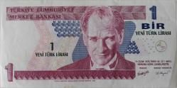 8.EMİSYON 1.TERTİP 1 YENİ TÜRK LİRASI A28705422 SERİ NOLU KAĞIT PARA ÇOK ÇOK TEMİZ NADİR