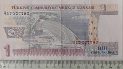 8.EMİSYON 1.TERTİP 1 YENİ TÜRK LİRASI A17227782 SERİ NOLU KAĞIT PARA ÇİLALTI NADİR