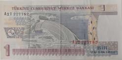 8.EMİSYON 1.TERTİP 1 YENİ TÜRK LİRASI A17227782 SERİ NOLU KAĞIT PARA ÇİLALTI NADİR