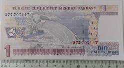 8.EMİSYON 1.TERTİP 1 YENİ TÜRK LİRASI A77707147 SERİ NOLU KAĞIT PARA ÇİL GÜZEL NUMARALI NADİR