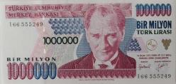 7.EMİSYON 2.TERTİP 1.000.000 TÜRK LİRASI ORİJİNAL KAĞIT PARA I66555249 GÜZEL NUMARALI ÇİL NADİR