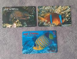 3 ADET DENİZ CANLILARI TEMALI TELEKOM TEFON KARTI KONDİSYON YÜKSEK KOLEKSİYONLUK NADİR
