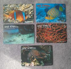 5 ADET DENİZ CANLILARI TEMALI TELEKOM TEFON KARTI KONDİSYON YÜKSEK KOLEKSİYONLUK NADİR