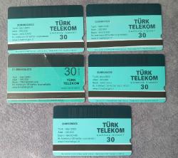 5 ADET DENİZ CANLILARI TEMALI TELEKOM TEFON KARTI KONDİSYON YÜKSEK KOLEKSİYONLUK NADİR