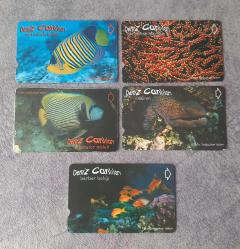 5 ADET DENİZ CANLILARI TEMALI TELEKOM TEFON KARTI KONDİSYON YÜKSEK KOLEKSİYONLUK NADİR