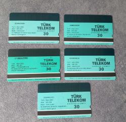 5 ADET DENİZ CANLILARI TEMALI TELEKOM TEFON KARTI KONDİSYON YÜKSEK KOLEKSİYONLUK NADİR