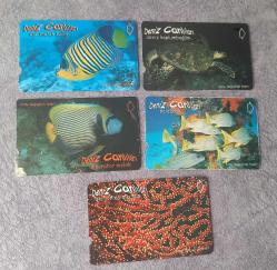 5 ADET DENİZ CANLILARI TEMALI TELEKOM TEFON KARTI KONDİSYON YÜKSEK KOLEKSİYONLUK NADİR