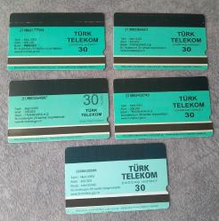 5 ADET DENİZ CANLILARI TEMALI TELEKOM TEFON KARTI KONDİSYON YÜKSEK KOLEKSİYONLUK NADİR