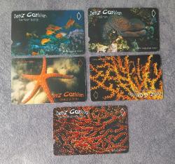 5 ADET DENİZ CANLILARI TEMALI TELEKOM TEFON KARTI KONDİSYON YÜKSEK KOLEKSİYONLUK NADİR