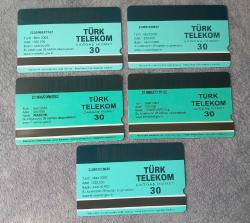 5 ADET DENİZ CANLILARI TEMALI TELEKOM TEFON KARTI KONDİSYON YÜKSEK KOLEKSİYONLUK NADİR