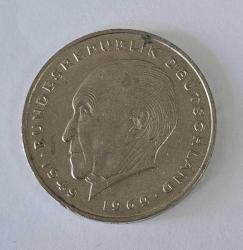 Almanya 2 Mark, 1971 Konrad Adenauer. 20. Yıldönümü - Federal Cumhuriyet (1949 - 1969) F	Darphane işareti 