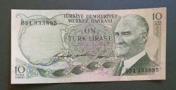 6 Emisyon B 31 333895 Seri 10 Lira Çil altı