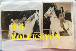 DANSÖZ ve YEŞİLÇAM OYUNCUSU BİRSEN AYDA'NIN ORİJİNAL 2'Lİ FOTOĞRAF SETİ - 18  x 12 cm EBADINDA (AÇIKLAMAYI OKUYUNUZ) - BİRSEN AYDA KIR ATIN ÜZERİNDEYKEN ÇEKİLMİŞ 2 FARKLI KARE