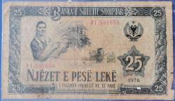 ARNAVUTLUK 1976  25 LEKE   KAĞIT PARA