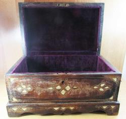 ViNTaGe SEDEF ve KEMİK KaKMaLı AĞAÇ SANDIK KUTU......