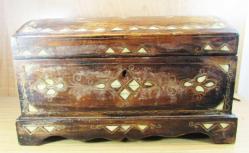 ViNTaGe SEDEF ve KEMİK KaKMaLı AĞAÇ SANDIK KUTU......