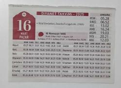 2025 Diyanet Takvimi - 16 Mart 2025