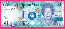 Cayman Islands 1 Dollar, low serial number, 2020, P-W44 New, 60th COMM., UNC (TK 18 501) ÇİL