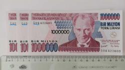 7.EMİSYON 3.TERTİP 1.000.000 TÜRK LİRALARI ORİJİNAL NADİR SIRALI KAĞIT PARALAR U02 289110-U03 774464-U04 422603 GÜZEL NUMARALI ÇİL NADİR