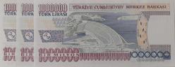 7.EMİSYON 3.TERTİP 1.000.000 TÜRK LİRALARI ORİJİNAL NADİR SIRALI KAĞIT PARALAR U02 289110-U03 774464-U04 422603 GÜZEL NUMARALI ÇİL NADİR