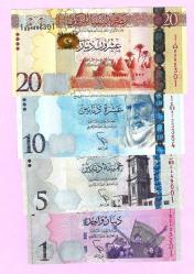 LIBYA 1-5-10-20 DINARS 4 PCS SET 2011-15 UNC  (TK 18 551) ÇİL