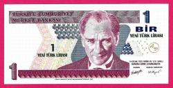 TURKEY 1 YTL PREFIX --- A02 330033 -RADAR-- 2005 UNC (TK 18 385) ÇİL