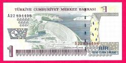 TURKEY 1 YTL PREFIX --- A22 894 498 --RADAR- 2005 UNC (TK 18 379) ÇİL
