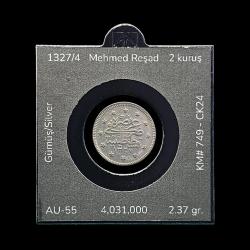 1327/4 (1912) 2 Kuruş KM#749 ÇA/AU-55