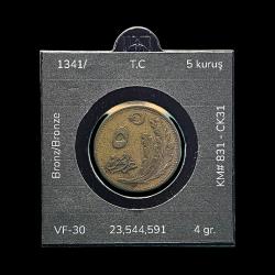 1341 (1926) 5 Kuruş KM#841