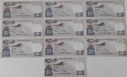 6.EMİSYON 100 YÜZ TÜRK LİRASI HARF SIRALI ORİJİNAL KAĞIT PARALAR ON ADET GÜZEL SERİ NUMARALI ÇİL-ÇİLALTI NADİR