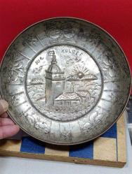 RF48----KIZ KULESİ GÖRSELLİ ANTİKA BAKIR HAMAM TASI