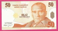 TURKEY 50 YTL ---PREFIX C10 233333--- P220 2005 UNC  (TK 18 255) ÇİL