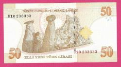 TURKEY 50 YTL ---PREFIX C10 233333--- P220 2005 UNC  (TK 18 255) ÇİL