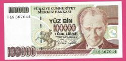 TURKEY 100.000 TL PREFIX I48 1992 UNC (TK 18 178) ÇİL