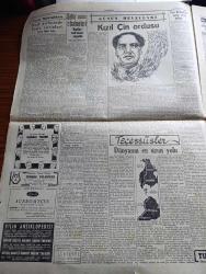 Cumhuriyet Gazetesi - 15 Aralık 1950 - rüşveti önlemek için Cumhuriyet Başmakale - Kore'deki Türk birliğinin sözcüsü Yüzbaşı Çataloğlu çinli esirleri sorguya çekiyor fotoğraf - Maliye Bakanı Halil Ayan Dün istifa etti yerine Hasan Polatkan geçti - genel kurul mütareke planını kabul etti - Kore mektupları - albay Celal Dora arkadaşlarıyla beraber fotoğraf - Kore harp muhabirimiz  Faruk Fenik yazıyor - Hariçte solculuğa meyleden talebenin dövizleri kesiliyor - Prost hakkında karar bugün verilecek - Faik Ahmet Barutçu Dün Adnan Menderes ile görüştü - Kızıl Çin ordusu - kuduz vakaları çoğaldı - Noel arifesinde Paris vitrinleri yazan Metin Toker - karanlık oda yazan Peride Celal Yazı Dizisi - işsizliğe dair yazan Burhan Felek - lig maçları çıkmaza giriyor - Safiye Ayla konseri Eminönü halkevinde - Hamiyet Yüceses Ferdi Tayfur Mualla Mukadder Pangaltı İnci sinemasında - Türkiye'den kore'dekilere mektup - Kore'den resimler - güreş biletlerinin karaborsa'ya düşmemesi için tedbir alınıyor