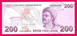 TURKEY 200 TL PREFIX I 835 888 538--FULL RADAR-- 2009 (2023) UNC (TK 18 342) ÇİL