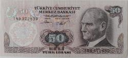 6.EMİSYON 2.TERTİP 50 ELLİ TÜRK LİRASI ORİJİNAL KAĞIT PARA I89372839S ERİ NUMARALI ÇİLALTI NADİR