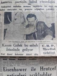Cumhuriyet Gazetesi - 29 Eylül 1959 - Gülek'in çekilişi yazan Nadir Nadi Başmakale - Kasım Gülek'in istifası geniş tepkiler yarattı - Tokyo büyükelçimiz Süreyya Anderiman eşiyle birlikte elçilikte intihar etti fotoğraf - CHP genel başkanı İsmet İnönü yeni genel sekreter İsmail Rüştü Aksal'ı tebrik ederken fotoğraf - subayların istifaları için gerekli süre artırılıyor - Eisenhower ile Hrutçef neticeleri açıkladılar - 4. Avrupa romatizma kongresi dün açıldı - Rıhtım olayları ve İsmet İnönü - ilk ve ortaokullarla liseler dün açıldı - Ortadirek Yazan Yaşar Kemal Yazı Dizisi - Darwin'in yaptıkları yazan M. Kenan Kan - kızıllara amerikan yardımı - şu gazetecilik yazan Burhan Felek - Cezayirli milliyetçiler De Gaulle'e cevap verdi - lanet tiyatrosunda dün gece doksanbir numaralı kadın oyunu ile ilk temsil verildi - Ruslar aya ilk yolcuyu nasıl ve ne vakit göndereceklerini açıkladılar - İstanbul Ankara Radyosu Programı - serbest güreş milli takımı Tahran'a gitti -  Mustafa Dağıstanlı fotoğraf