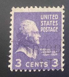 Amerika Birleşik Devletleri Pulu - USA Stamp - Postadan Geçmiş Pul Filateli - THOMAS JEFFERSON TEMALI PUL , 3 PARA  - YABANCI PULLAR - NOSTALJİK DOĞUM GÜNÜ HEDİYESİ