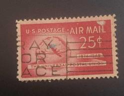 Amerika Birleşik Devletleri Pulu - Unıted States Stamp - Postadan Geçmiş Pul Filateli - Damgalı - Dünya ve Uçak Temalı Posta Pulu , 25 PARA  - YABANCI PULLAR - NOSTALJİK DOĞUM GÜNÜ HEDİYESİ