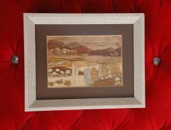 Sanatçı İmzalı 3 Boyutlu Çiçek ve Yapraklardan Manzara Tablosu – 20x24 cm