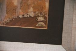 Sanatçı İmzalı 3 Boyutlu Çiçek ve Yapraklardan Manzara Tablosu – 20x24 cm